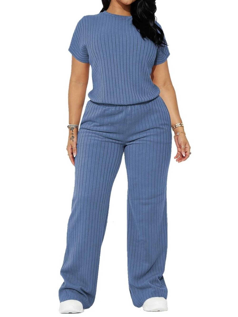Two Piece Sets for Women Summer Pleated Ruffle Hem Sleeveless Top Wide Leg Pant